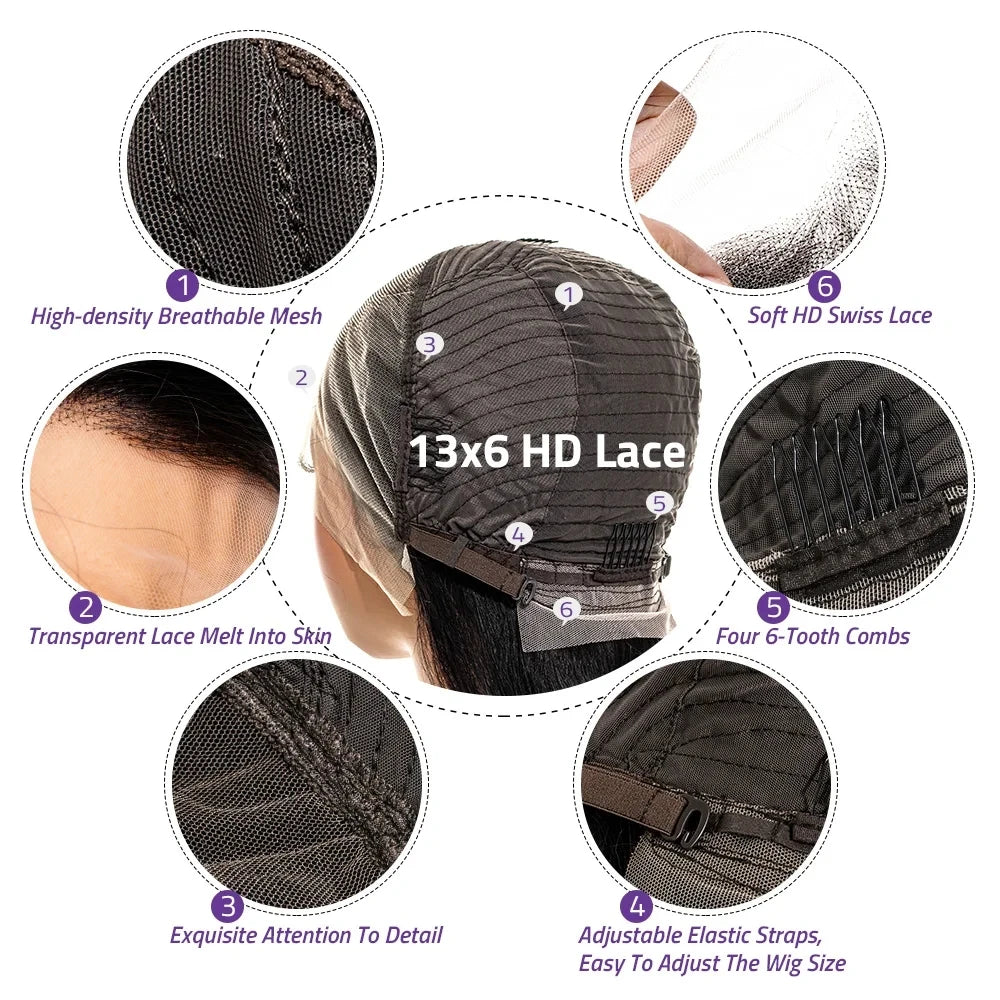36 40 Inch 200 Density Frontal Wig For Black Women Brazilian Wigs Human Hair 5x5 Bone Straight HD Transparent Lace Front Wigs