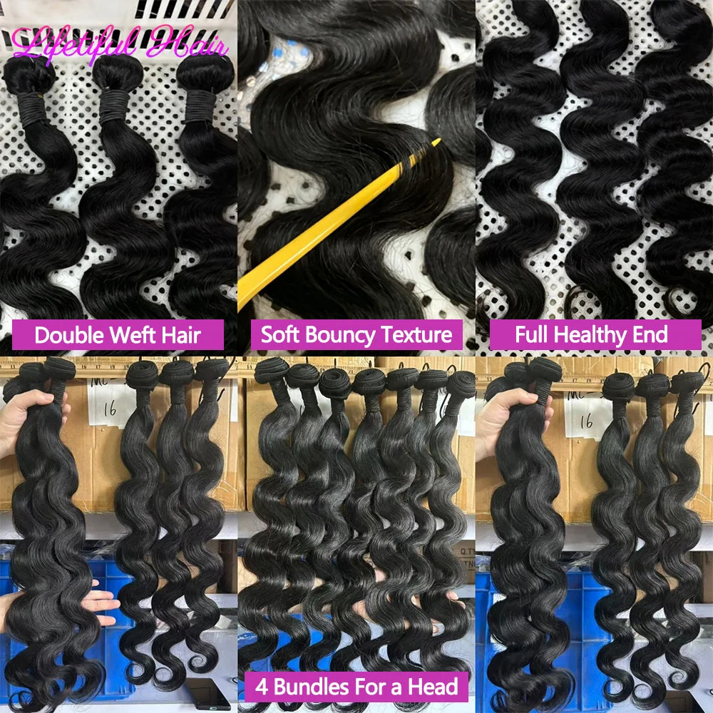 30 32 Inch Body Wave Bundles Human Hair 100% Human Hair Bundles 95g Per Bundle Brazilian Weave Bundles 2-4 Days Delivery