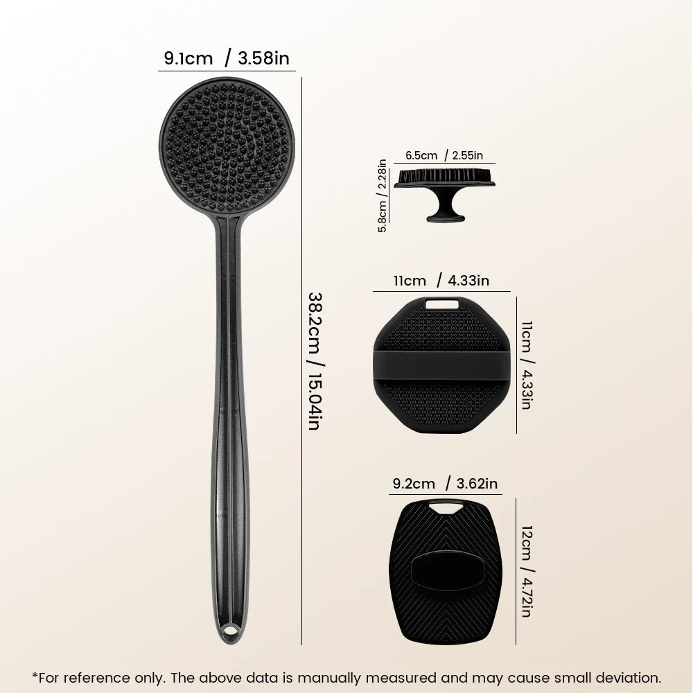 4-in-1 Multifunctional Cleaning Brush Silicone Shower Brush Set with Long Handle Massage Brush Bath Products And Tools