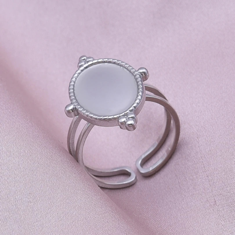 Simple Geometry Fashion Stainless Steel Open Rings For Women Men Accessories Silver Color Heart Sun Round Blank Base DIY Anillos