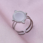 Simple Geometry Fashion Stainless Steel Open Rings For Women Men Accessories Silver Color Heart Sun Round Blank Base DIY Anillos