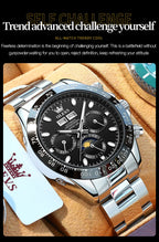 OLEVS 6654 Mens Watch Fashion Chronograph Automatic Mechanical Wristwatch Waterproof Luminous Function Top Brand Watch for Man