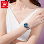 OLEVS 5608 Luxury Brand Women's Wristwatch Waterproof Stainless Steel Strap Luminous Date Quartz Watch for Ladies