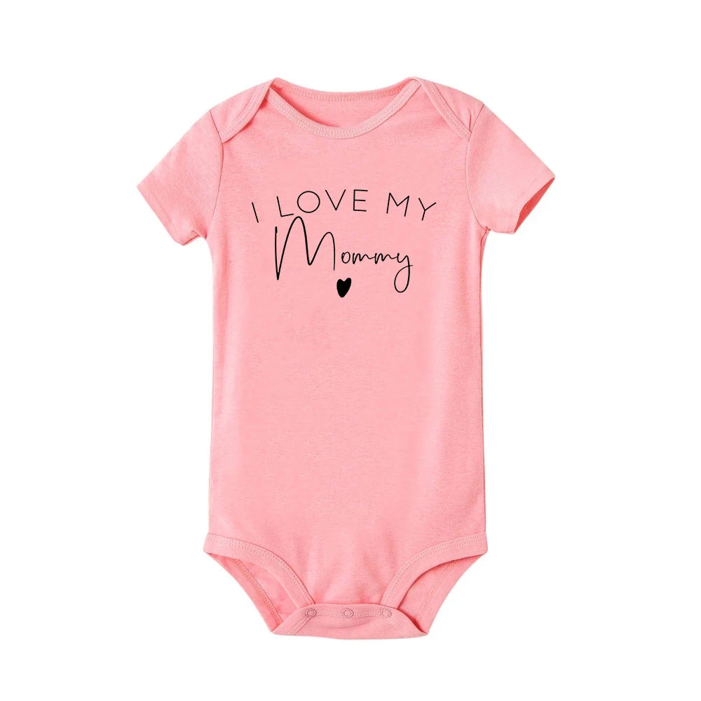 I Love My Mommy Daddy Auntie Baby Infant Romper Fashion Summer Short Sleeve Jumpsuit Toddler Girl Boy Bodysuits Clothes Gifts