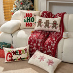 Embroidered Merry Christmas Holiday Red Throw Pillow Case Cover Decorative Sofa Cushion Covers for Home Xmas Party Decor