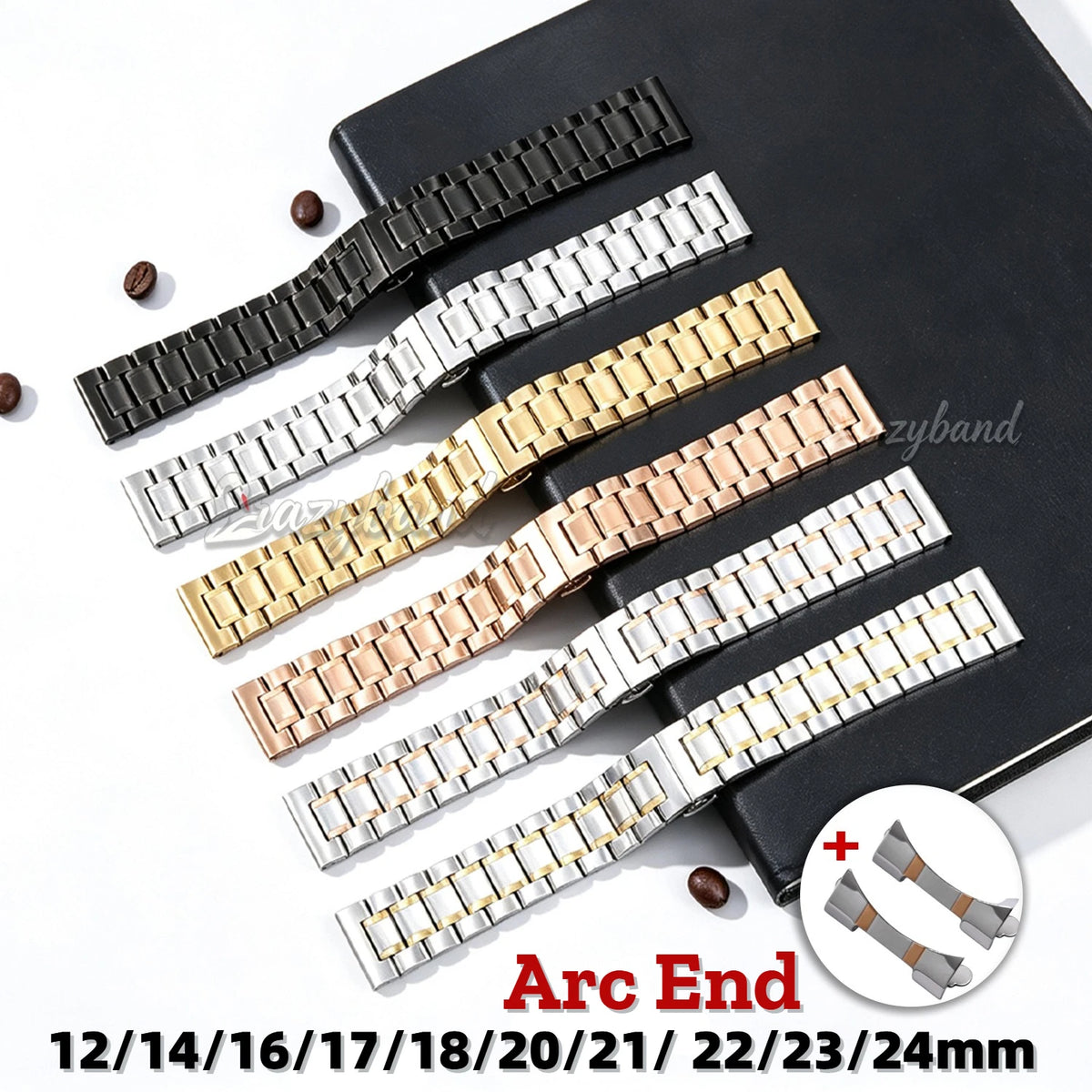 Arc Stainless Steel Strap for Tissot WatchBand 12/14/16/18/21/24mm 20mm22mm Curved Universal for Longines Wrist Butterfly Buckle
