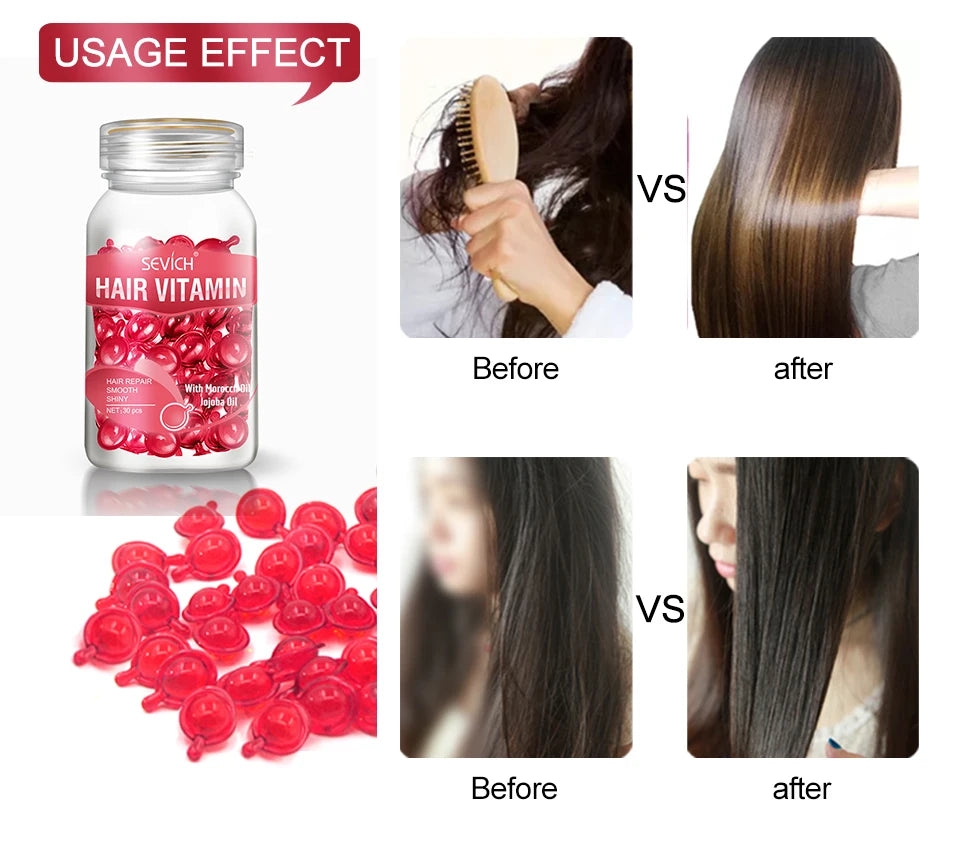 3IN1 Keratin Complex Oil Hair Vitamins Capsule Smooth Silky Hair Mask Repair Thermal Protection Hair Serum Oil Anti Hair Loss