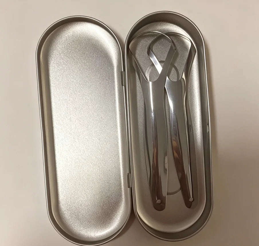 2pcs Stainless Steel Tongue Cleaners Gum Tongue Scraper for Adults Boys and Girls Tongue Care Tools Metal Tongue Scrapers family