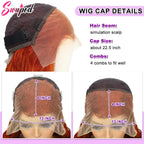 Swupod 13x4 13x6 220% Density Transparent HD Lace Front Wig for Women Deep Wave Remy Human Hair Ginger Orange 350# Loose Curly