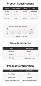 For Bambu Lab LED Flame Tea Light Candle Set 3D Printing Model for Bambulab Creality Elegoo 3D Printer Accessories KC008/KC017