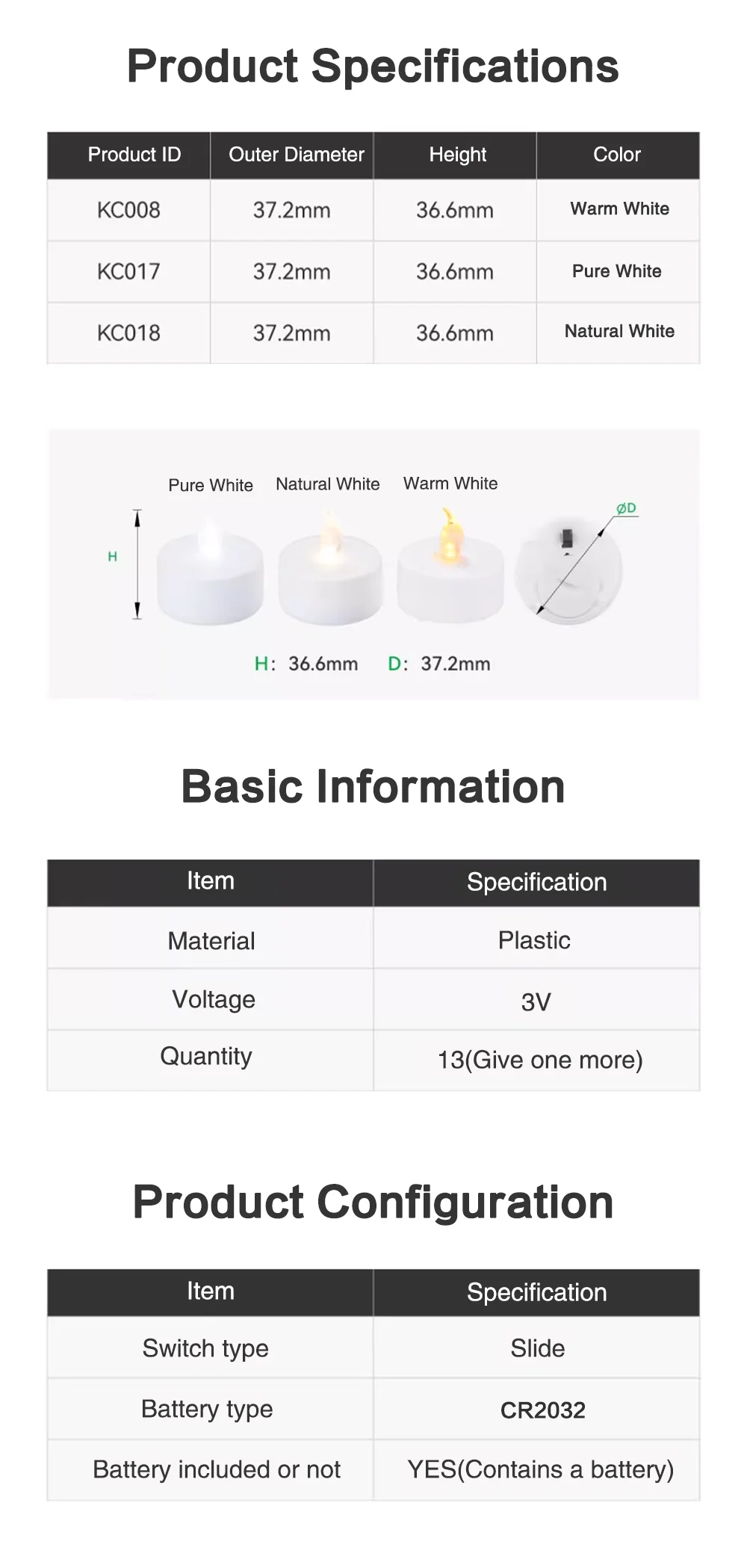 For Bambu Lab LED Flame Tea Light Candle Set 3D Printing Model for Bambulab Creality Elegoo 3D Printer Accessories KC008/KC017