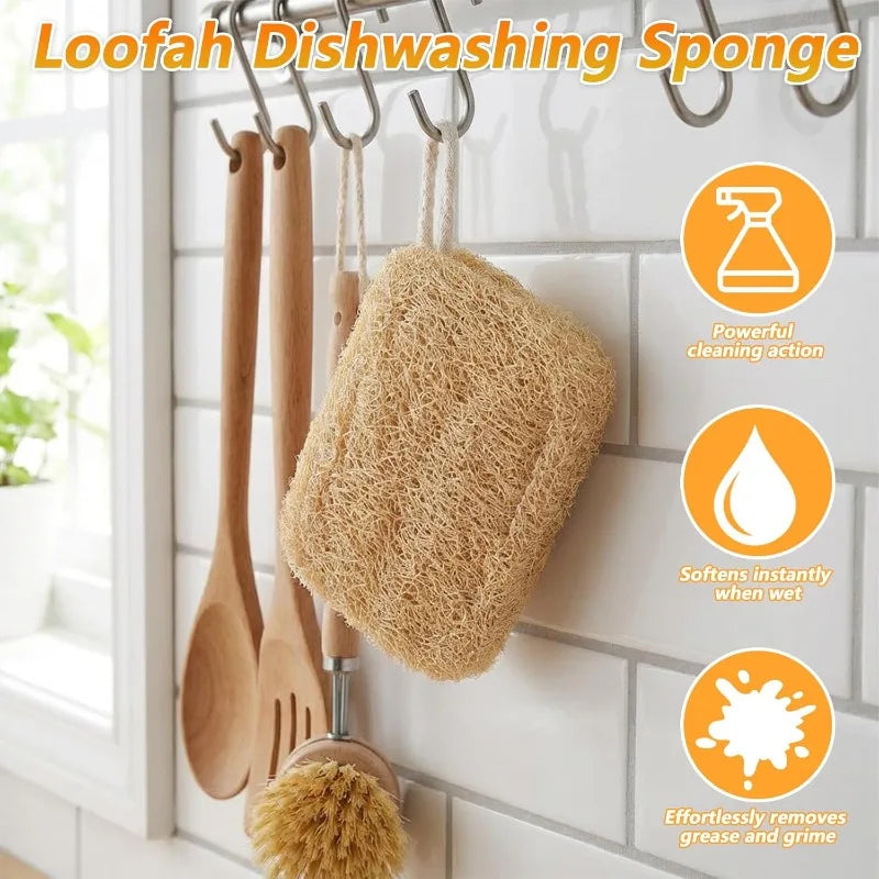 6pcs Natural Loofah Sponge for Deep Exfoliation, Gentle on Skin & Renew Skin, Bamboo Fiber Body Scrubber for Adults, Shower