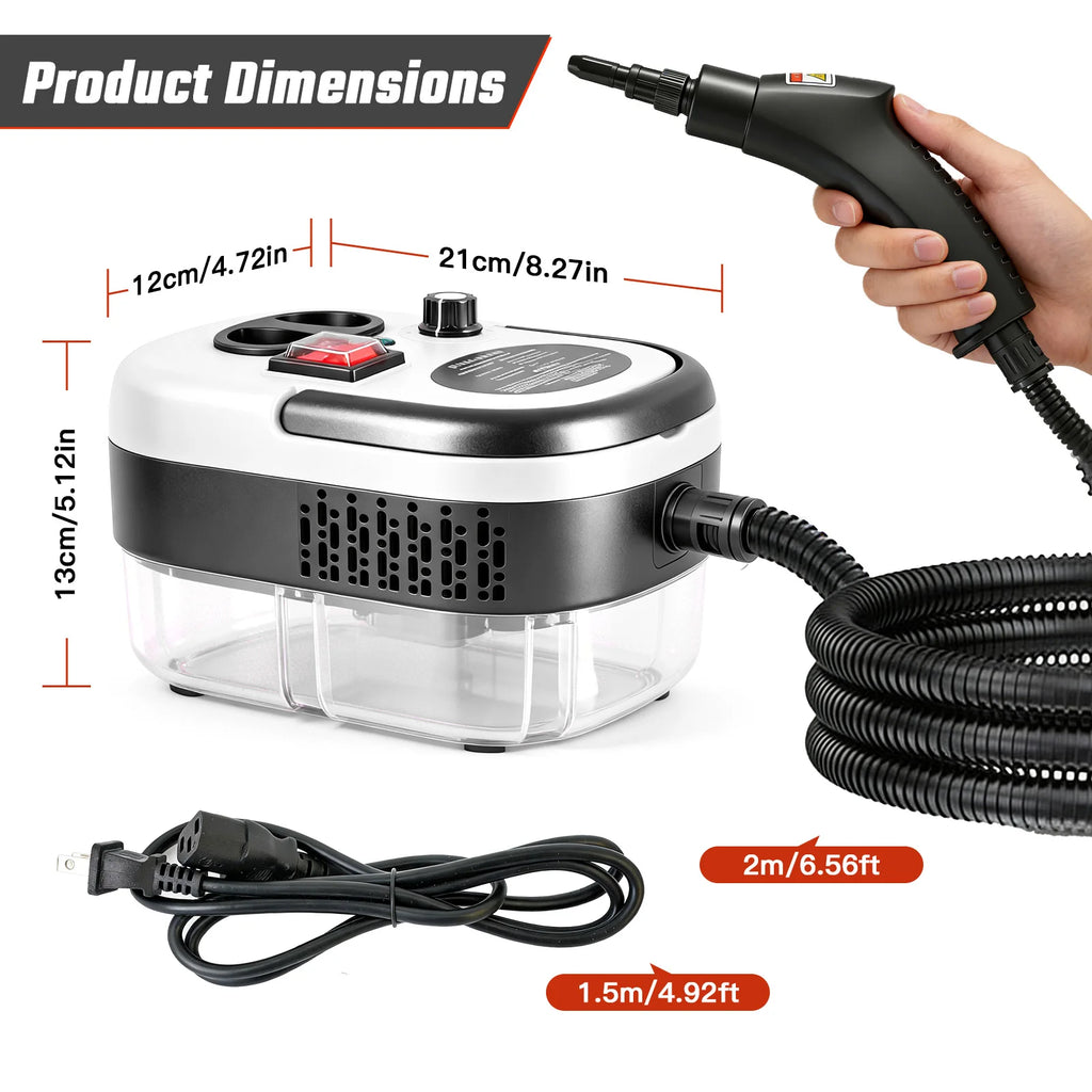 2500W Portable Handheld Steam Cleaner High-Temperature 1200ML Adjustable 105°C 6 Levels 20 Accessories With Brush Heads