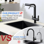 3 Way Pure Water Filter Kitchen Faucets Black Pull Out Filter Kitchen Sink Faucet Hot Cold Mixer Tap Pull Down Kitchen Faucet