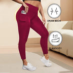 Women's High-Waisted Yoga Pants Plus Size Butt-Lifting Workout Leggings with Pockets Elastic Activewear for Gym & Running