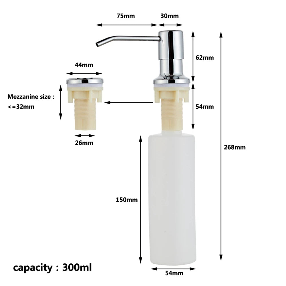 Soap Dispenser for Kitchen Sink Golden Brushed Black Stainless Steel Countertop Dish Sink Detergent Dispenser Pump Bathroom