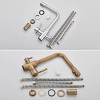 Chrome Purified Water Kitchen Faucet Pure Water Filter Deck Mounted Faucet Crane Dual Handles Hot Cold Water Mixer Taps