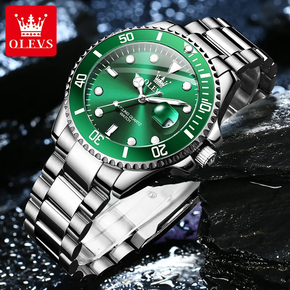 OLEVS Watches 5885 Mens Watch Original High Quality Quartz Watch Waterproof Luminous Calendar  Watches For Men Box Gifts Reloj