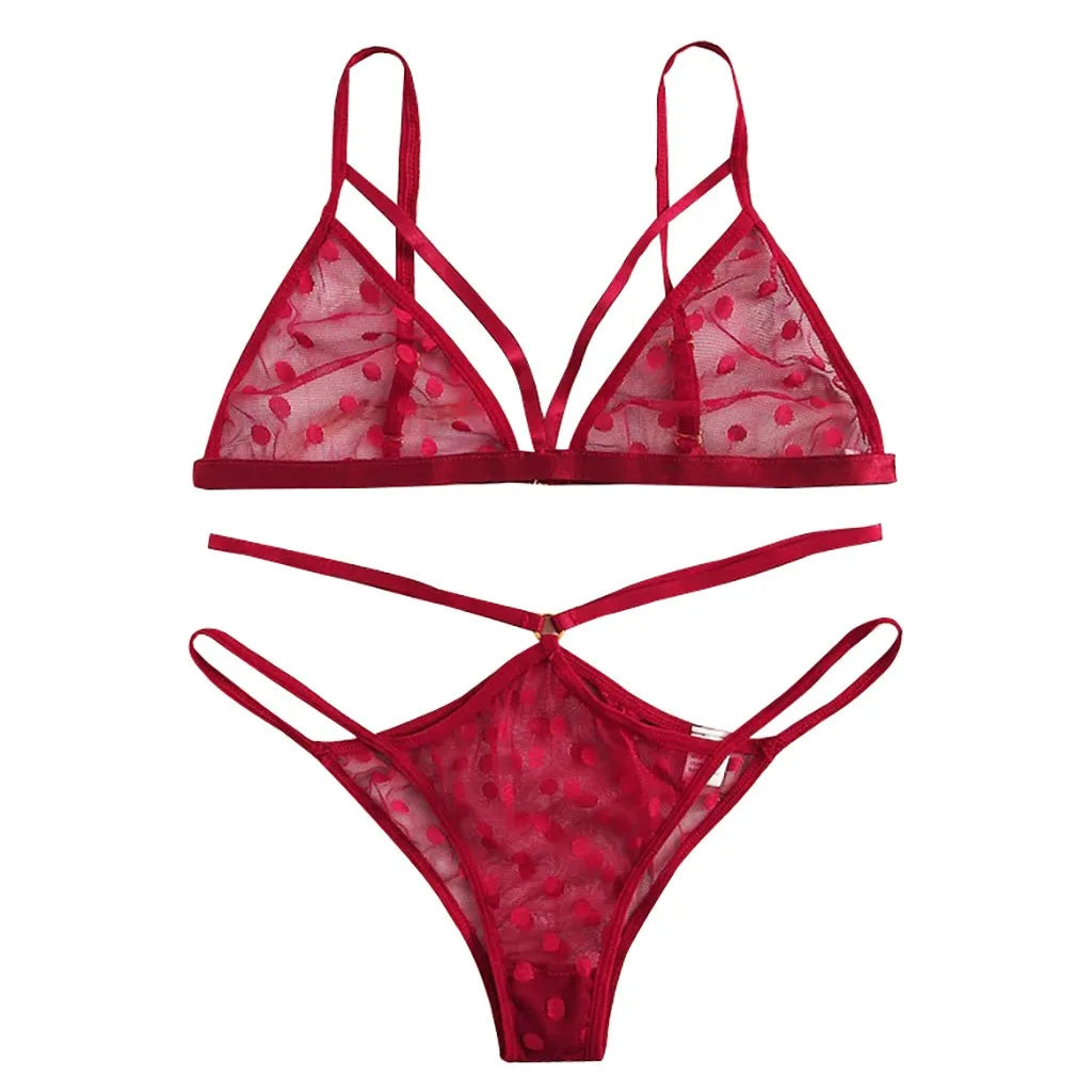 2pcs Bra Sexy Panties Set Women Backless Sling Lingerie See Through Erotic Clothing Temptation Brassiere And Thong Set Nightwear