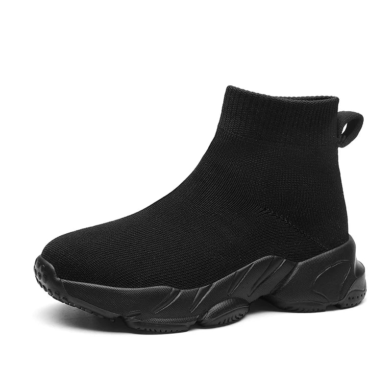 New High Top Fashion Knit Comfortable Walking Shoes Boys Girls Breathable Sneakers Kids Children Casual Sports Shoe Socks Tennis