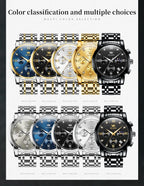 OLEVS 2858 Men's Watches Stainless Steel Waterproof Anti-Scratch Moon Phase Luminous Chronograph Luxury Quartz Men's Wristwatch