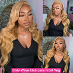 Body Wave 13x6 Honey Blonde Lace Frontal Wig Brazilian #27 Blonde Colored Human Hair Wigs For Women Pre Plucked 13X6 HD Lace Wig