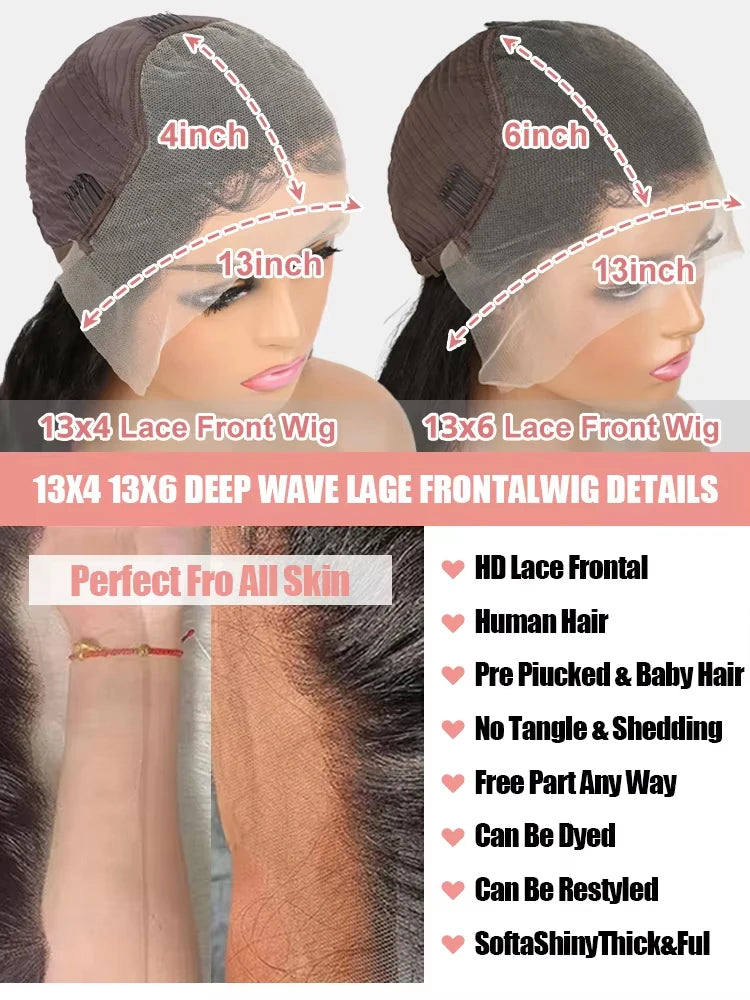 300% High Density Burmese Curly Lace Front Human Hair Wigs HD Transparent 13x6 13x4 Deep Wave Lace Frontal Wig Real Virgin Hair 40 46 Inch Water Wave Human Hair Wigs For Women Preplucked Hairline