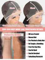 300% High Density Burmese Curly Lace Front Human Hair Wigs HD Transparent 13x6 13x4 Deep Wave Lace Frontal Wig Real Virgin Hair 40 46 Inch Water Wave Human Hair Wigs For Women Preplucked Hairline