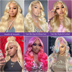 38 40 Inch 613 Honey Blonde Colored Body Wave 13x6 HD Lace Frontal Human Hair Wig 13x4 HD Lace Front Wigs For Women 200% Density