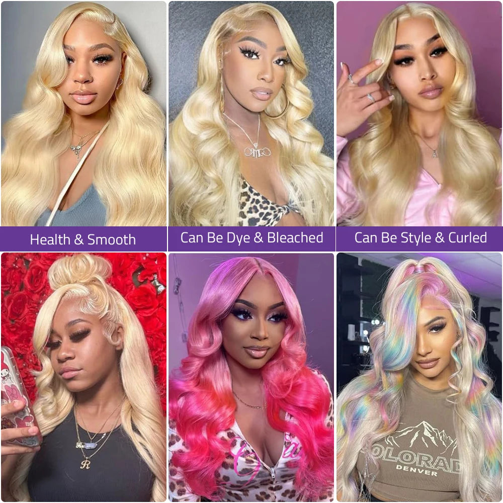 38 40 Inch 613 Honey Blonde Colored Body Wave 13x6 HD Lace Frontal Human Hair Wig 13x4 HD Lace Front Wigs For Women 200% Density
