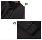 New Design Men's Solid Shirt Long Sleeve Autumn High Elasticity Casual Wrinkle Free No ironing Business Formal White Blue Social