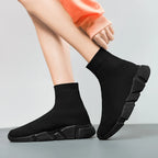 Classic Black High Top Sneakers For Men Designer Shoes Slip-on Men's Casual Sneakers Comfy Breathable Knit Women's Sports Shoes