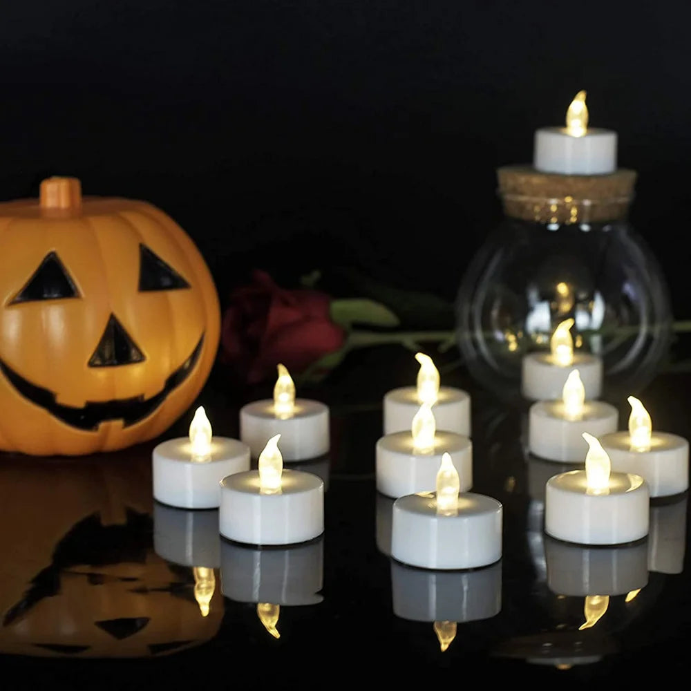 24/48pc Flameless Led Tea Lights with Timer 6 Hours On and 18 Hours Off in 24 Hours Cycle Automatically Flickering Candles Light