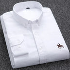 Large Size Full Men's Shirts 100% Pure Cotton Oxford Business Casual Shirt Soft Slim Fit Formal Plain Shirt Long Sleeve Clothes