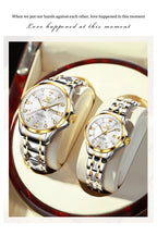OLEVS 2906 Fashion Date Quartz Couple Watches Diamond Top Brand Luxury Watch For Men Women Waterproof Stainless Steel Wristwatch