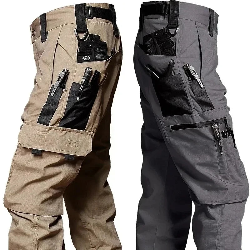 Summer Quick Dry Pants Men Tactical Cargo Trousers Outdoor Work Waterproof Cargo Trousers Multi-pocket Wear-Resistant Train Pant