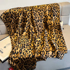 Spring Autumn Leopard Silk Scarf Women's Luxury Design Smooth Scarf Soft Shawl Beach Sun Protection 80x180cm Foulard Bandana