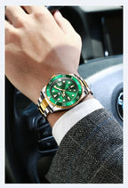 OLEVS 5885 Stainless Steel Calendar Luminous Mens Wristwatch Luxury Stainless Steel Waterproof Quartz Watch for Men Sport Reloj