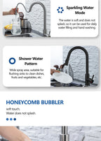Stainless Steel Kitchen Faucet Single Hole Pull Out Spray 360° Swivel Sink Faucet High Arc Modern Design