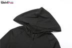 Weird Puss Sporty Casual 2 Piece Set Women Tracksuit Hooded Zip Crop Tops+Leggings Fitness Soft Stretch Streetwear Activity Suit