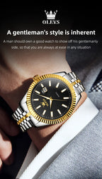 OLEVS 5593 Original Quatz Watch For Men Luxury Top Brand Stainless Steel Waterproof Auto Date HD Luminous Luxury Man Watch
