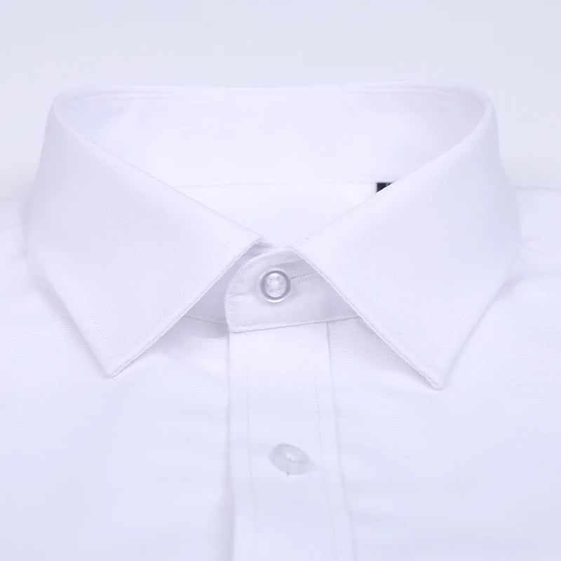 High Quality Free Ironing Men Dress Long Sleeve Shirt 100% Pure Cotton New Solid Male Regular Fit Business Shirt White Blue