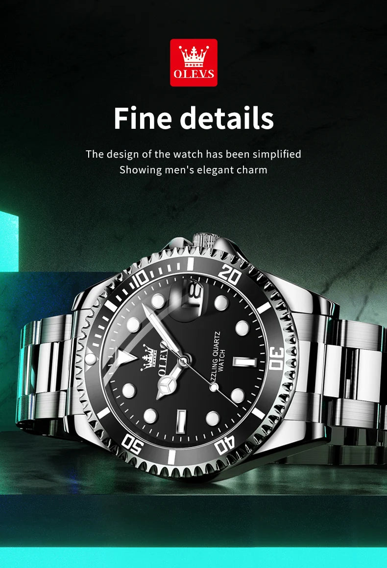 OLEVS Watches 5885 Mens Watch Original High Quality Quartz Watch Waterproof Luminous Calendar  Watches For Men Box Gifts Reloj