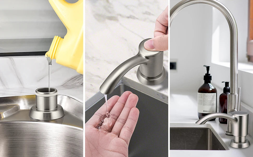 Samodra Nickel Soap dispenser Black Kitchen sink Counter Liquid Soap Dispenser Bottle kitchen accessories 350ml  Built in Pumps